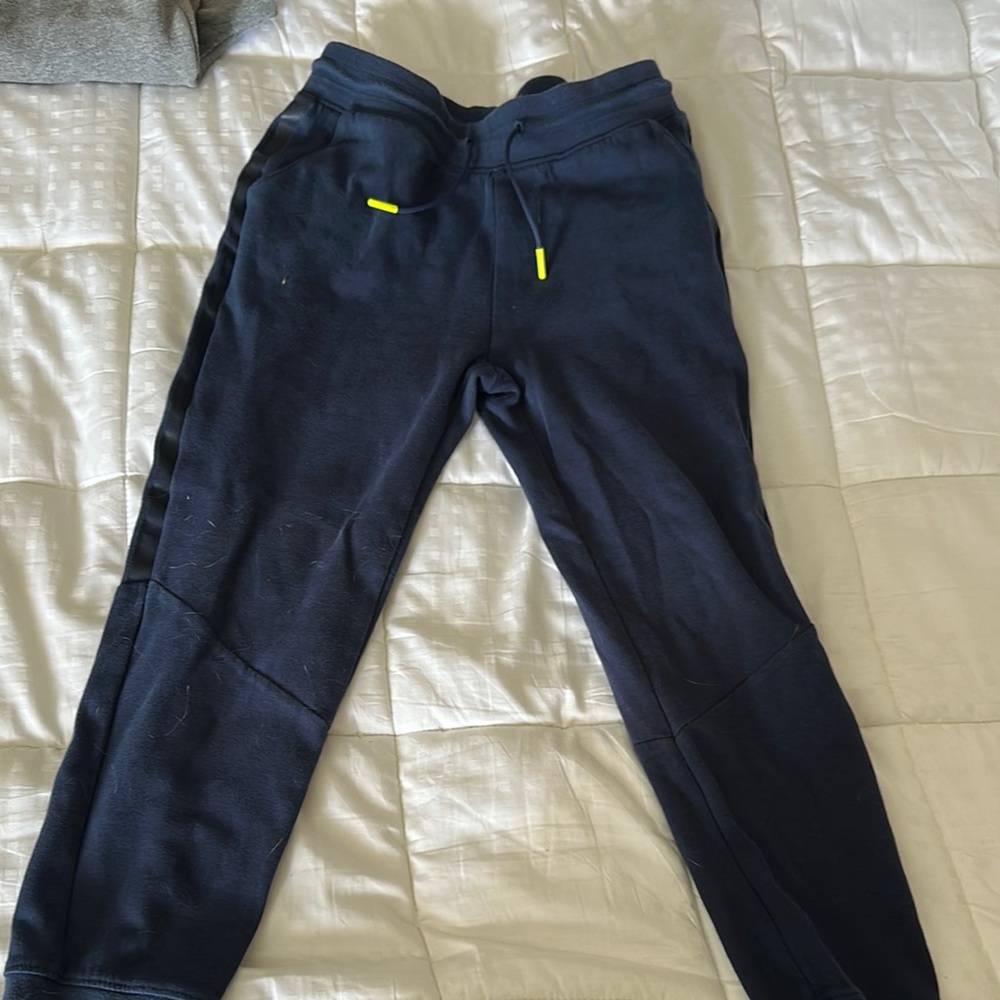 Navy Jogger Pants with Yellow Accents